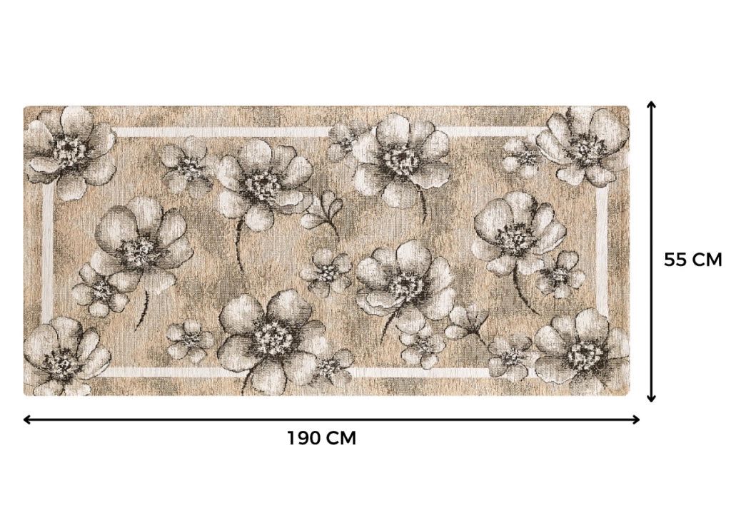 Tappeto Passatoia Cucina Corsia Retro Antiscivolo Disegno Emily By Suardi - 55x190 - Tortora