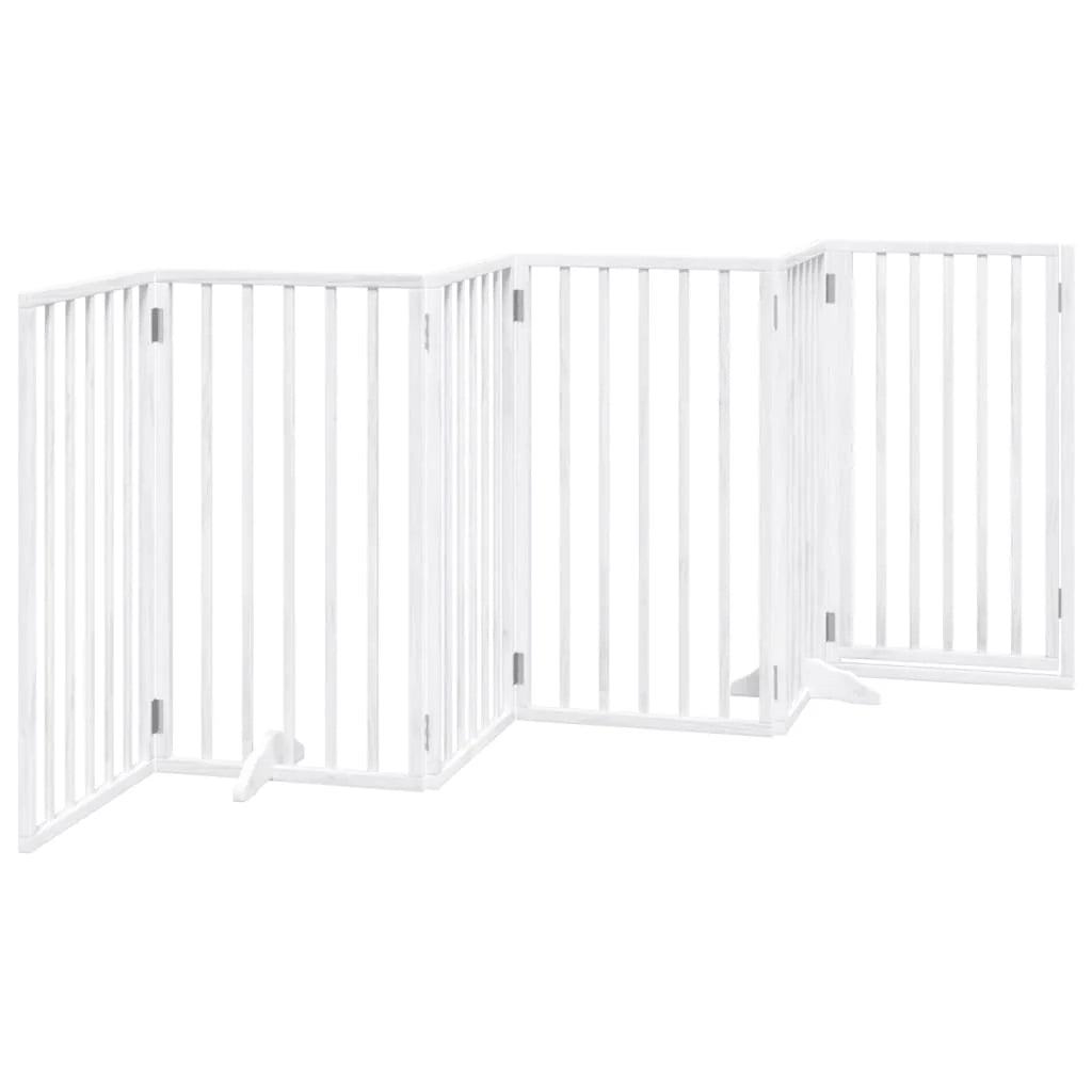 Cancelletto e porta di sicurezza per animali domestici 6 pannelli legno di pioppo bianco 02_0023358