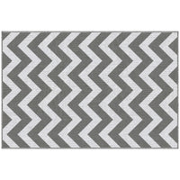 Tappeto da Esterno Reversibile 121x182 cm con Fantasia Geometrica Grigio e Bianco