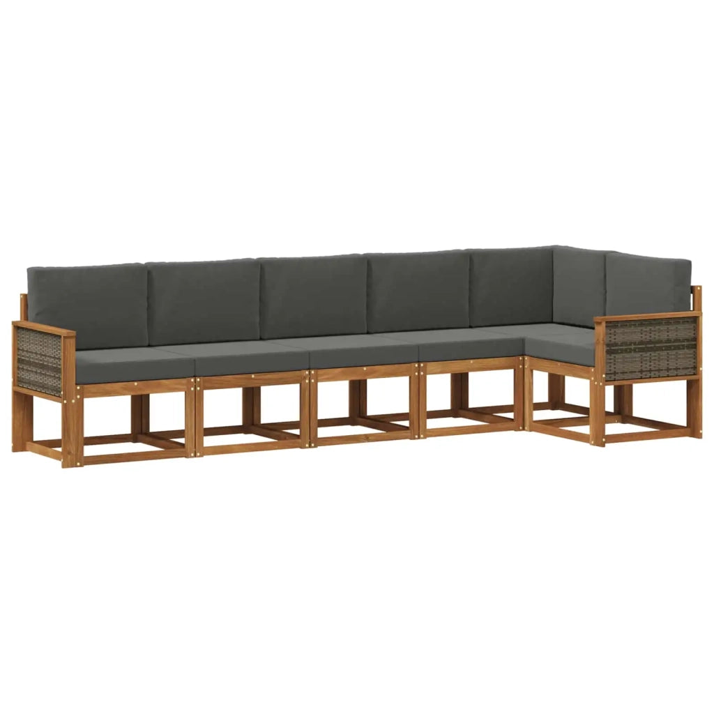 Set di divani da esterno 6 pz Naturale e Antracite Poliestere 3385248