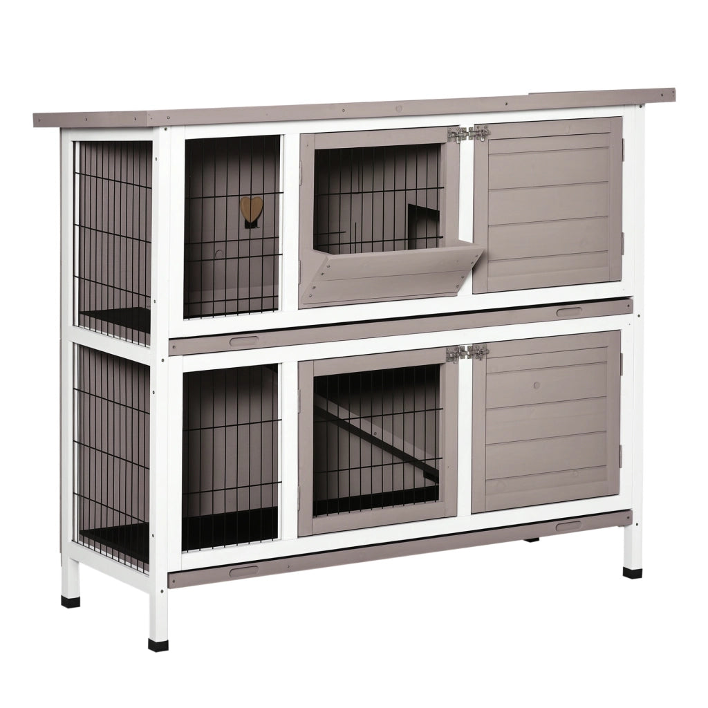 Conigliera da Giardino a 2 Livelli ¨C Xylo ¨C Legno Marrone con Tetto Apribile 122x50x101 cm