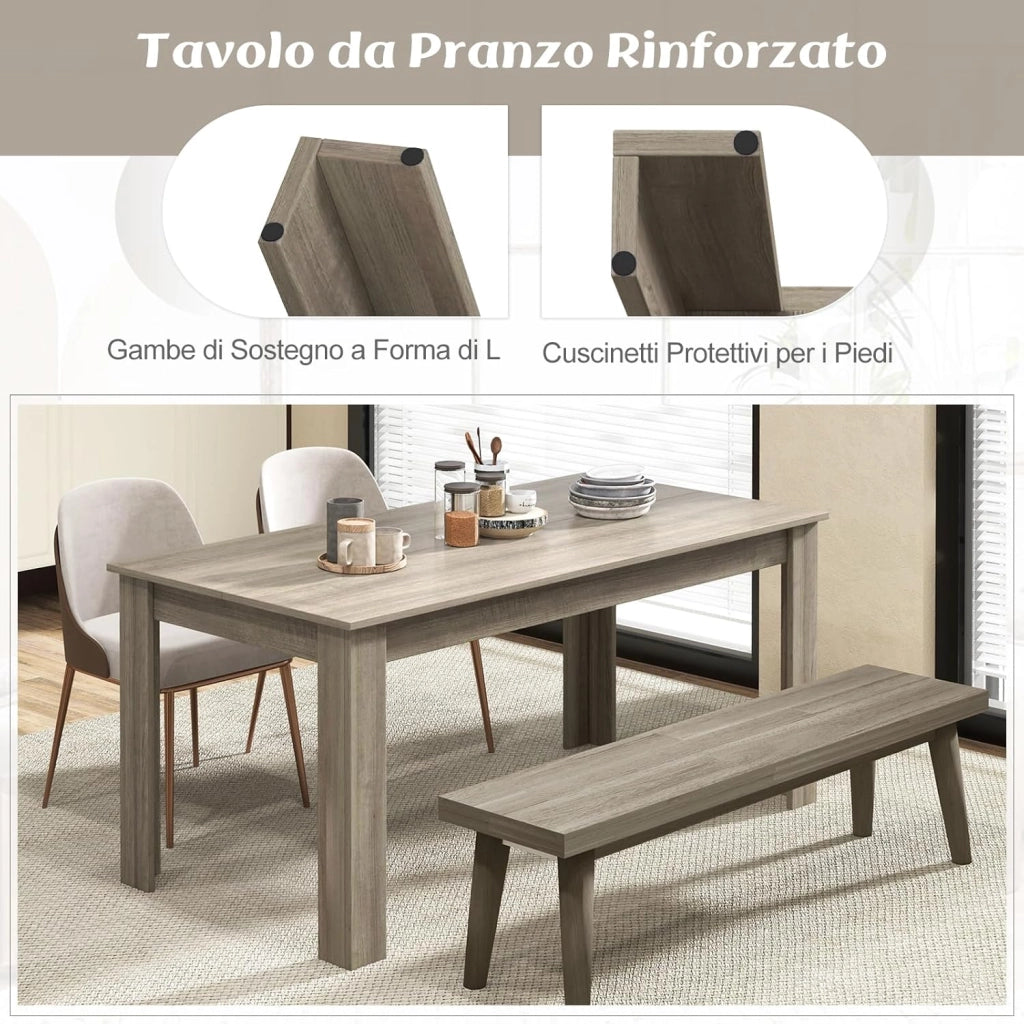 Tavolo da Pranzo 160 x 80 x 76 cm, Tavolo da Cucina Rettangolare con Piano Grande e Gambe Robuste, Tavolo per Massimo 8 Persone (Naturale)