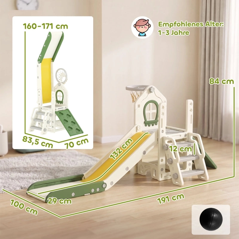 SCIVOLO 4 in 1 Pieghevole 132 cm con Canestro e Contenitore Bianco Crema