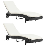 Lettini Prendisole 2 pz con Ruote Cuscini in Polyrattan Nerocod mxl 102408