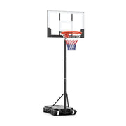 Canestro da basket regolabile 100-212 cm con ruote integrate e resistente tabellone in PC nero 20_0012955