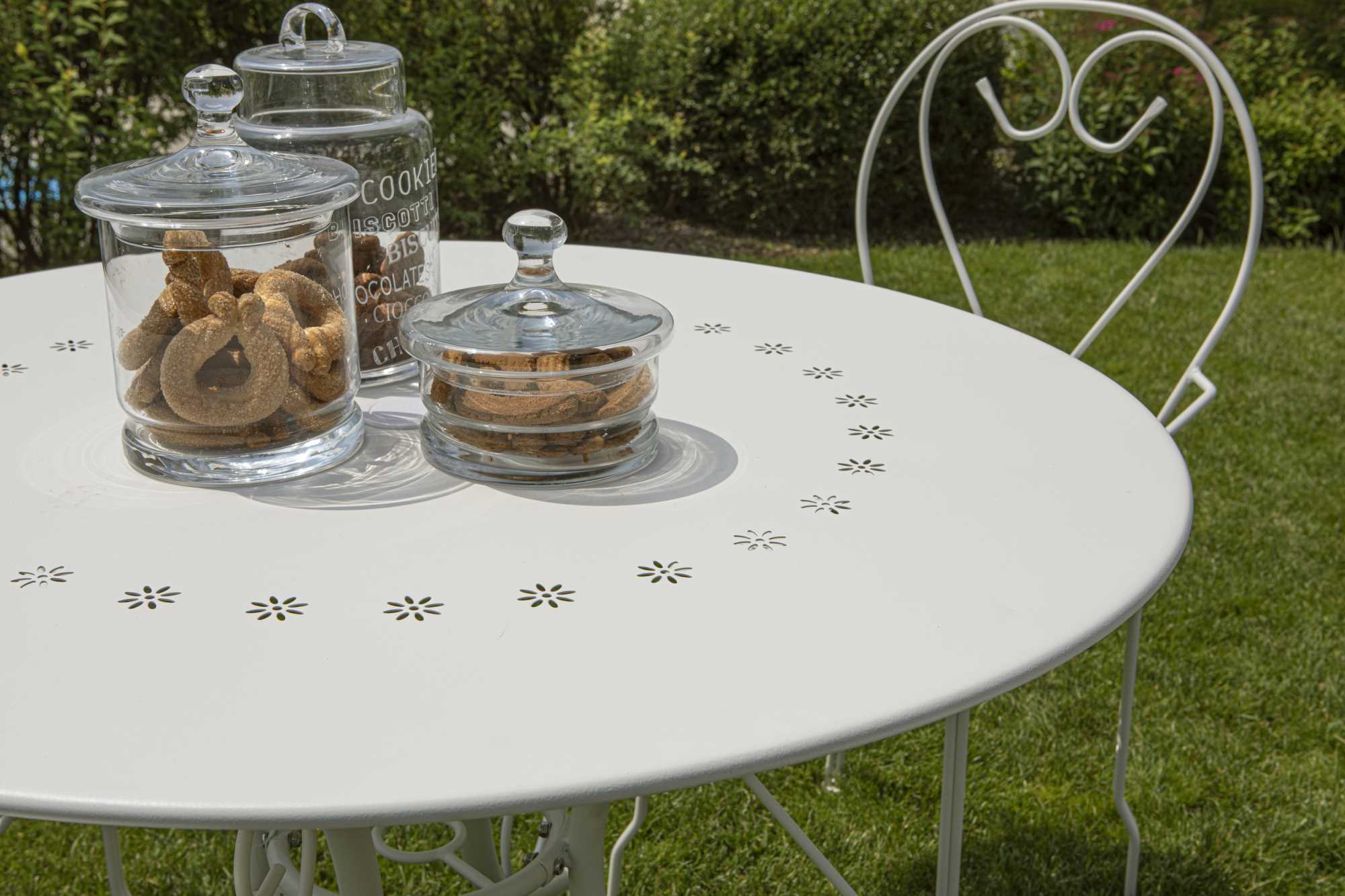 Tavolo da Giardino Ø95xh72 cm in Metallo New Old Bianco