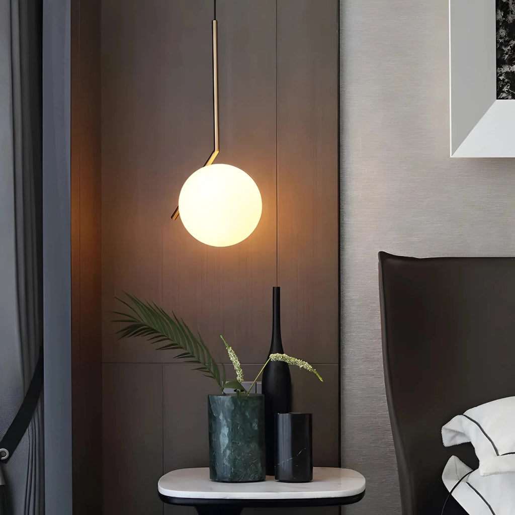 Lampada Da Soffitto Pensile Di Vetro Palla Oro Bianco Oro G106-1w Gold White