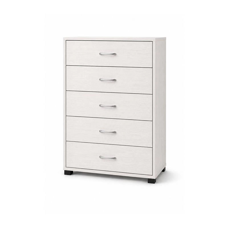 CASSETTIERA 5 CASSETTI MODERNA IN LEGNO BIANCO DIMENSIONI 50X40X101 CM