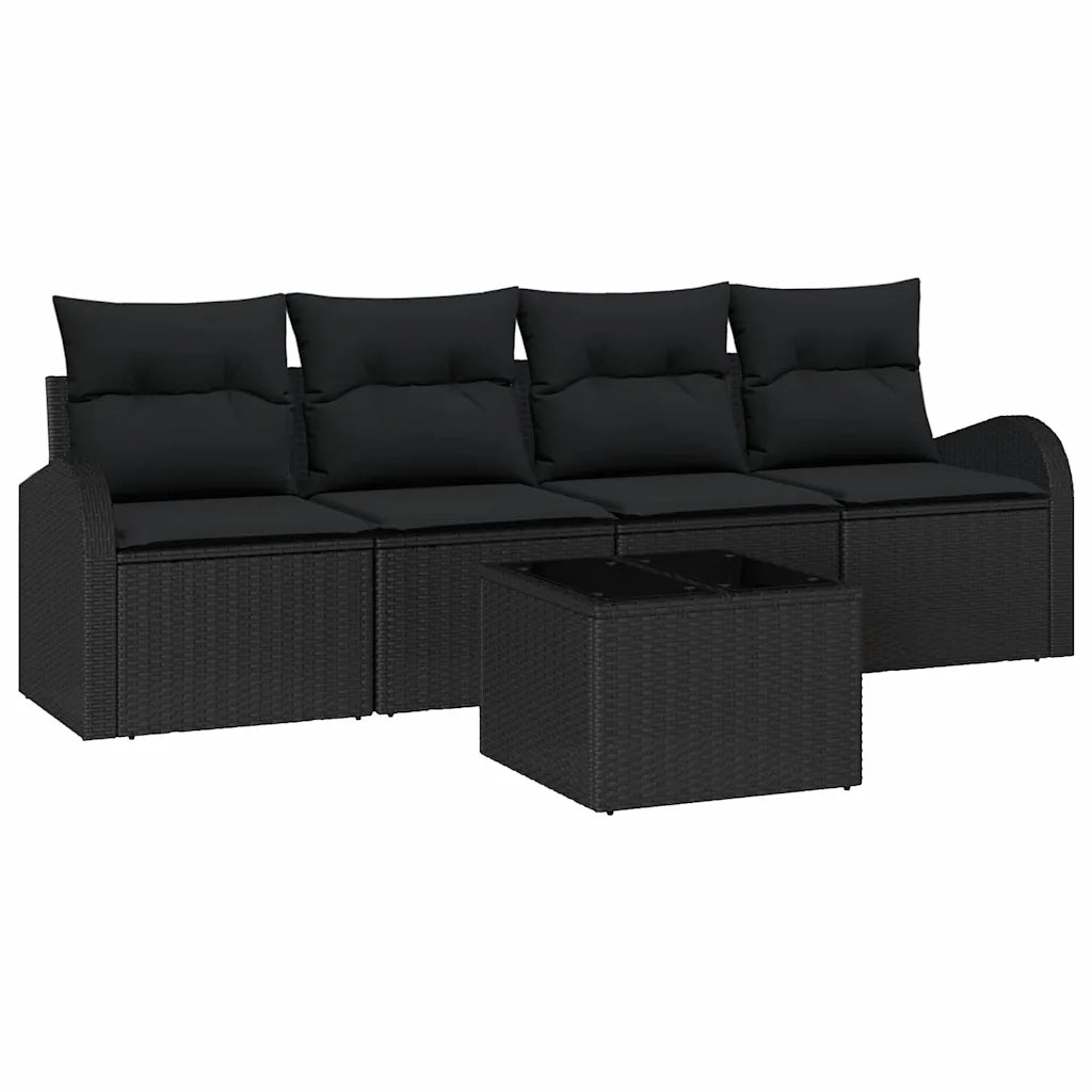 Set Divano da Giardino | Set Salotto da Giardino Nero 55 x 55 x 37 cm polyrattan