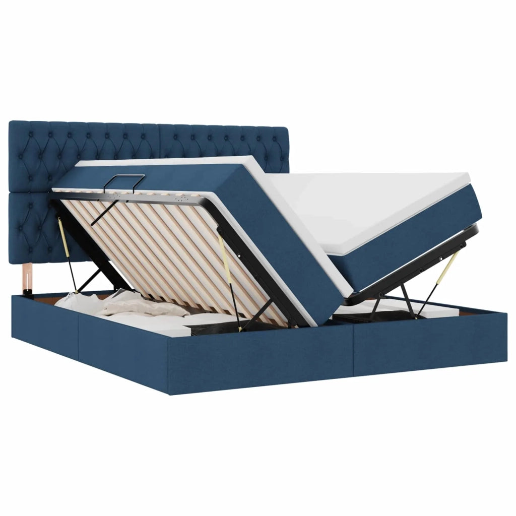 Letto con Contenitore Blu 180 x 200 cm Pelle Sintetica 3372214