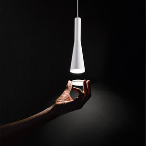 Lampadario Moderno Cone Metallo Bianco Acrilico 7 Luci Led 7W 3000K