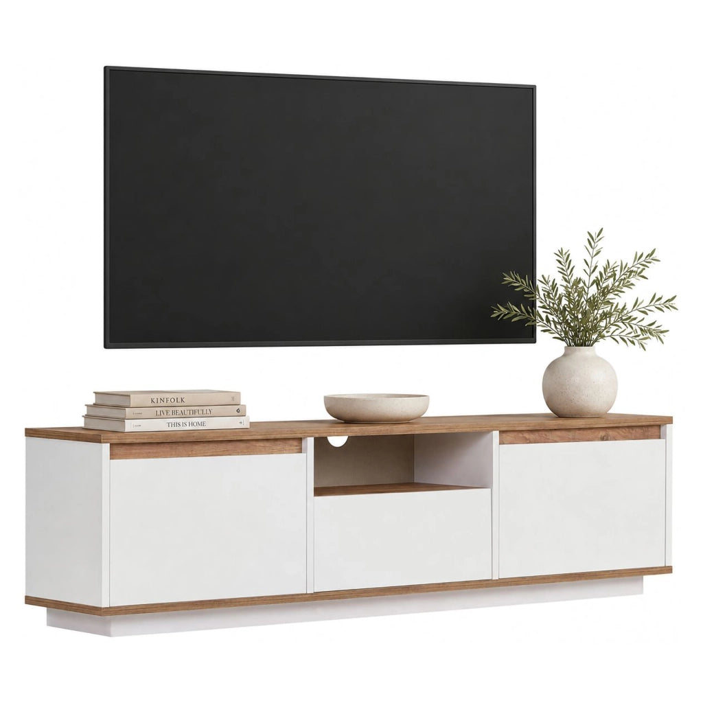 Morrigan, Mobile Porta tv un Ripiano, 160x30x42h cm Bianco