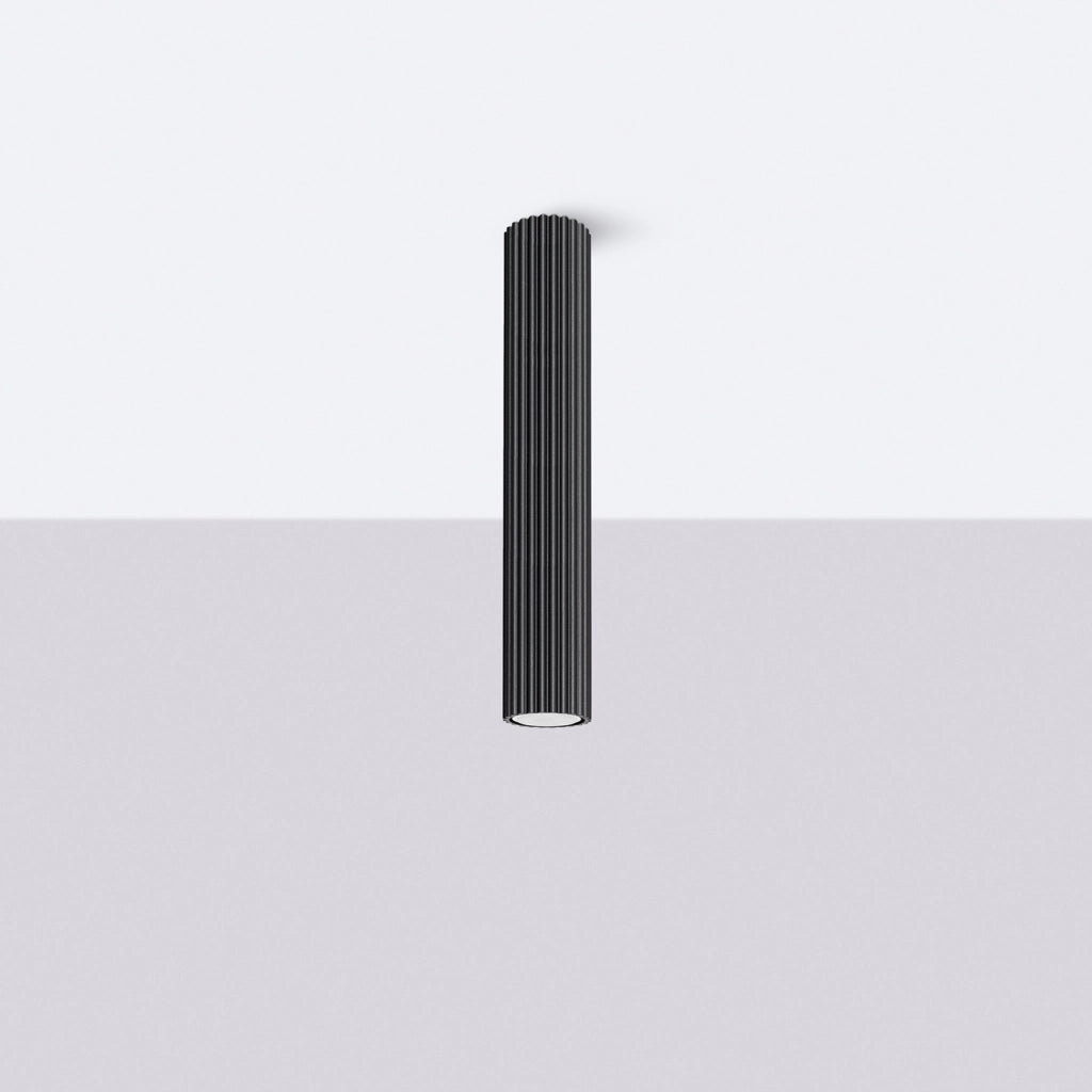 Spot soffitto moderno nero tubo rigato 40cm GU10 Gravio