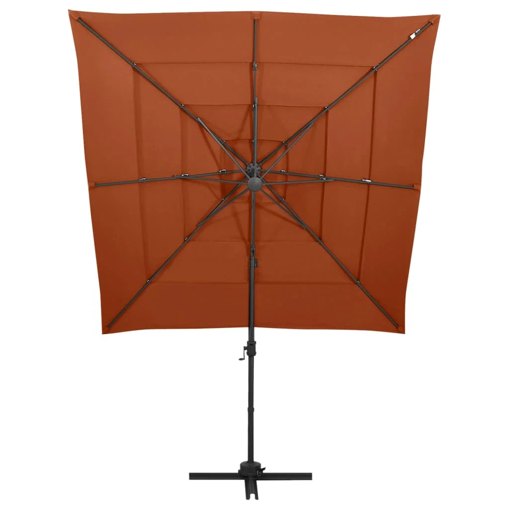 Ombrellone a quattro livelli con palo in alluminio 250 x 250 cm arancione 02_0008796