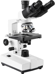 Microscopio Trinoculare Assemblato, Amplificazione 40x Fino a 5000x, Illuminazione LED, Interfaccia Esterna, Tavola Meccanica a Doppia Lastra, Incluso Vetrino Microscopico