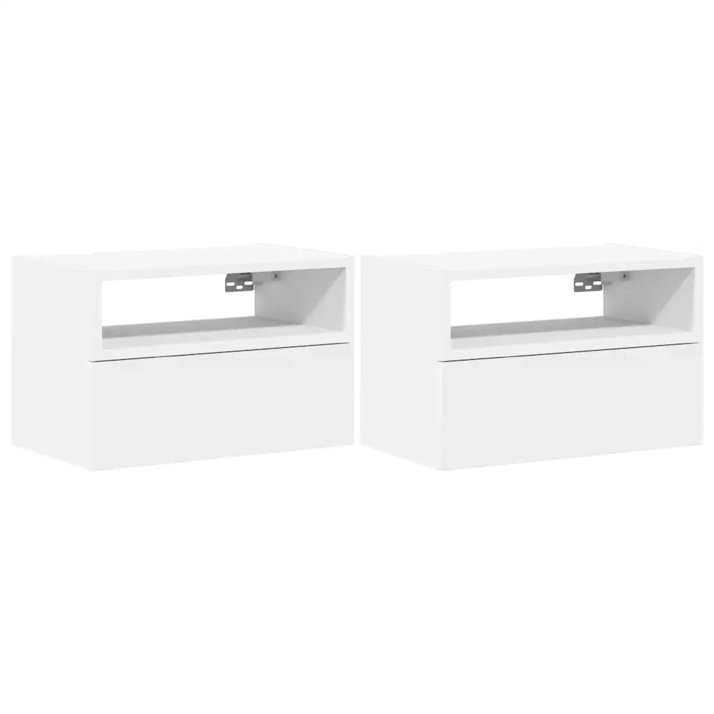 Comodini a Muro 2 pz-Set di 2 Tavolino da notte Bianchi 45x26x28,5 cm
