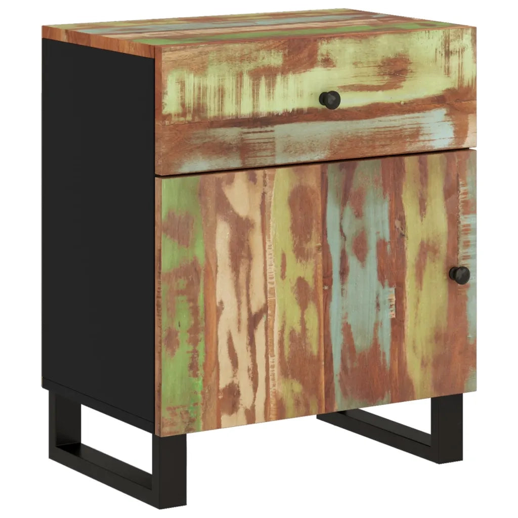 Comodino | Armadio da Notte | Mobiletto da notte 50x33x60cm Legno Massello Recupero e Legno Multistrato