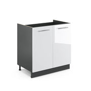Vicco Mobile lavello cucina Bianco lucido 80 cm senza piano di lavoro