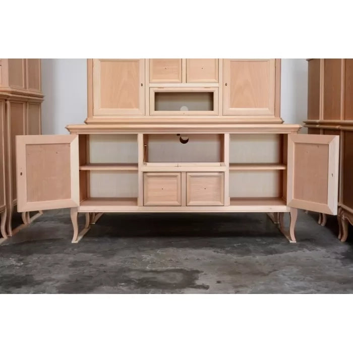 Porta tv classico 2 porte 2 cassetti in legno grezzo l.140 p.45 h.70 - Mobili 2G
