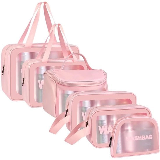 Tas di bagno trasparente per donne e uomini, organizzatore di bagno impermeabile, cosmetico con chiusura a righello e grande capacità