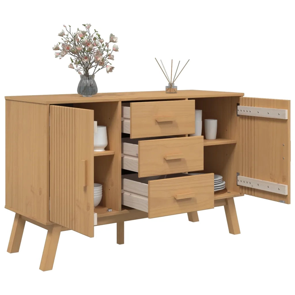 Credenza OLDEN Marrone 114x43x73,5 cm in Legno Massello di Pino 358597