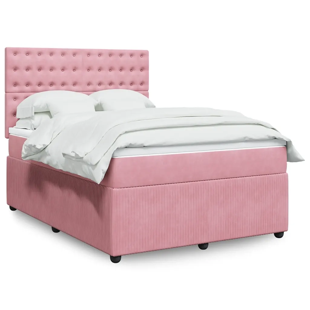 Giroletto a Molle con Materasso Rosa 160x200 cm in Velluto 3292399