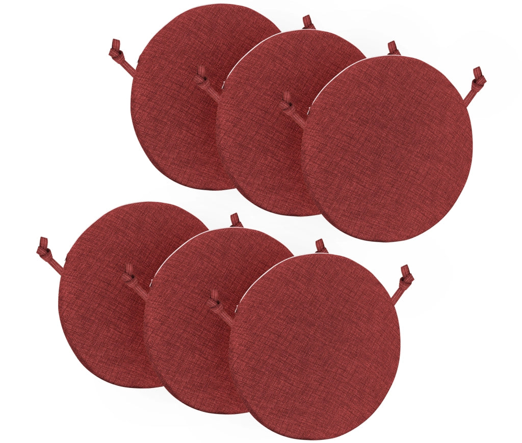 Cuscini Rotondi Per Sedie Cucina Imbottiti Sfoderabili Con Cerniera Cuscino Rotondo Ø 40 Cm Sedia Tavolo Lavabile In Lavatrice Con Lacci Per Fissaggio Prodotto Italiano Comodi 6 Pezzi - Rosso