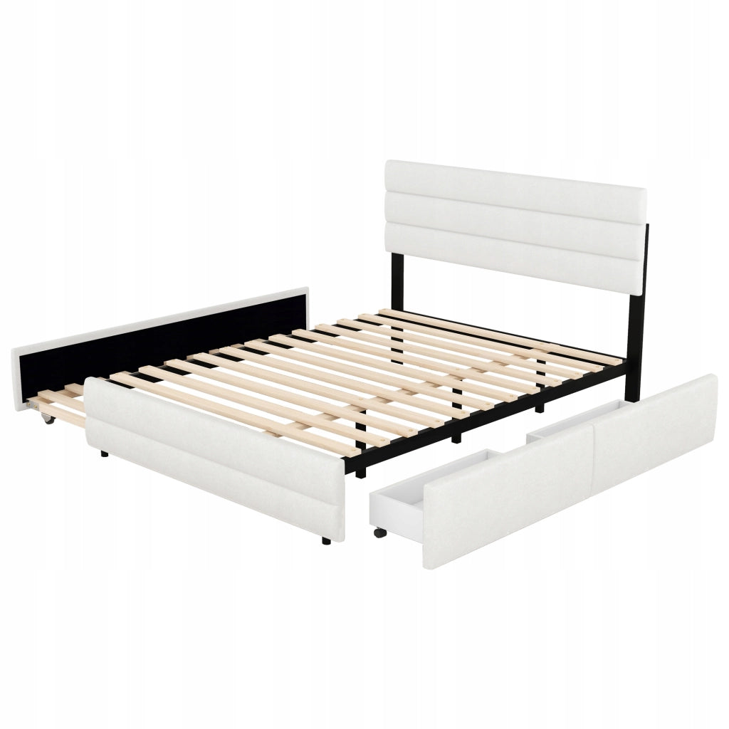 Letto 140x200 - Xylo - Beige con 2 cassetti senza materasso