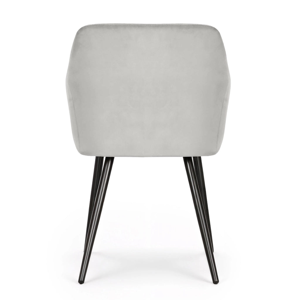 Set di 2 Sedie in velluto liscio ESTELLE Grigio gambe nere