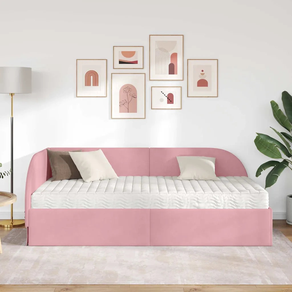 Struttura Letto Angolare con Materasso 2 pcs Rosa Velluto 3394207