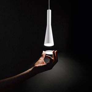 Lampadario Minimal Cone Metallo Bianco Acrilico 5 Luci Led 7W 3000K