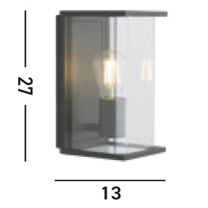 Applique Piccadilly Alluminio Grigio Policarbonato Trasparente 1 Luce E27