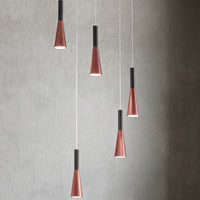 Lampadario Minimal Cone Metallo Oro Acrilico Nero 5 Luci Led 7W 3000K