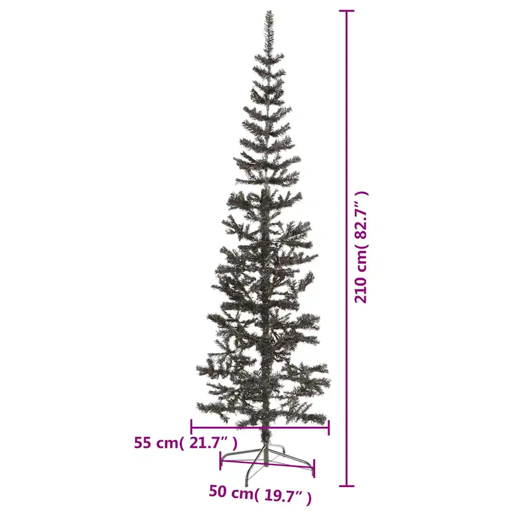 Albero di Natale Sottile-Albero Natalizio-Decorazioni natalizie Nero 210 cm
