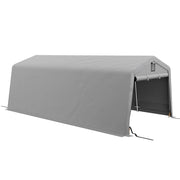 Tendone per Auto e Feste con 2 Finestre Laterali. in Acciaio Zincato e PE. 618x265/330x240 cm. Grigio Chiaro