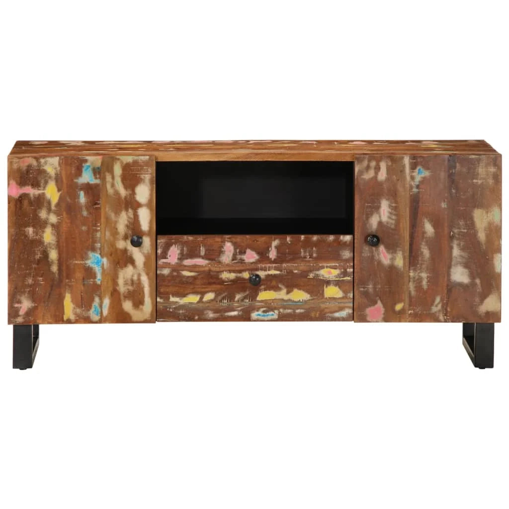 Mobile TV multimediale mensola TV credenza TV sala da pranzo soggiorno camera da letto 105 x 33,5 x 46 cm legno di recupero e ingegnerizzato marrone 02_0025683