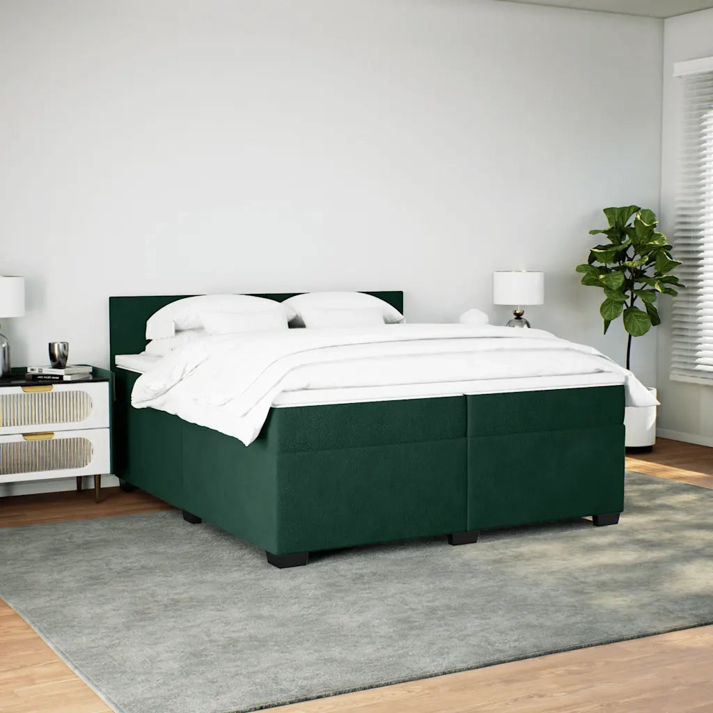 vidaXL Giroletto a Molle con Materasso Verde Scuro 200x200 cm Velluto