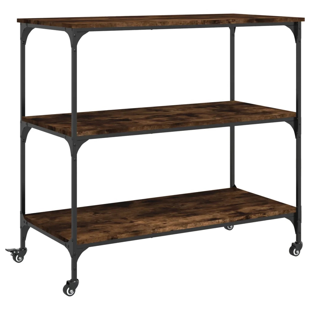 Carrello da Cucina-Scaffale per Cucina Rovere Fumo 102x50x95 cm Legno Multistrato