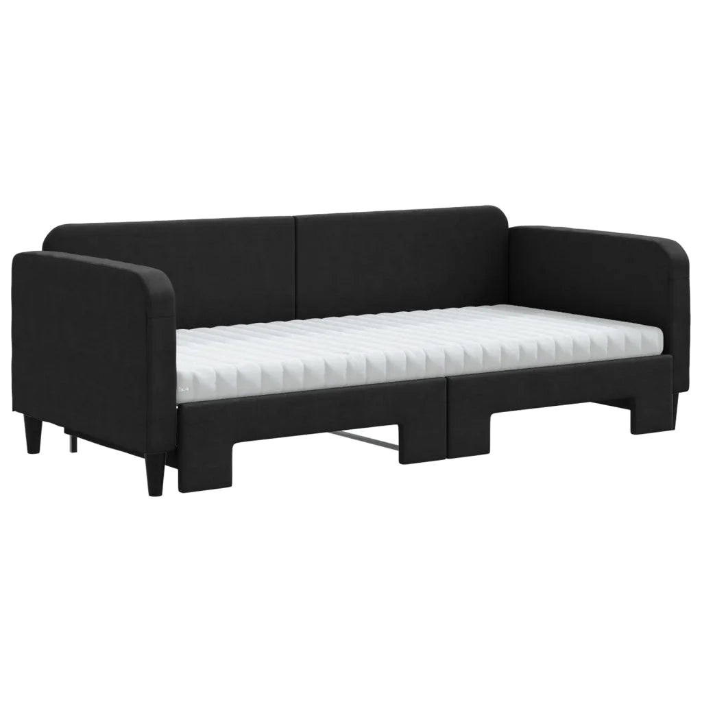 Divano Letto Estraibile con Materassi Nero 90x190 cm in Tessuto 3196846