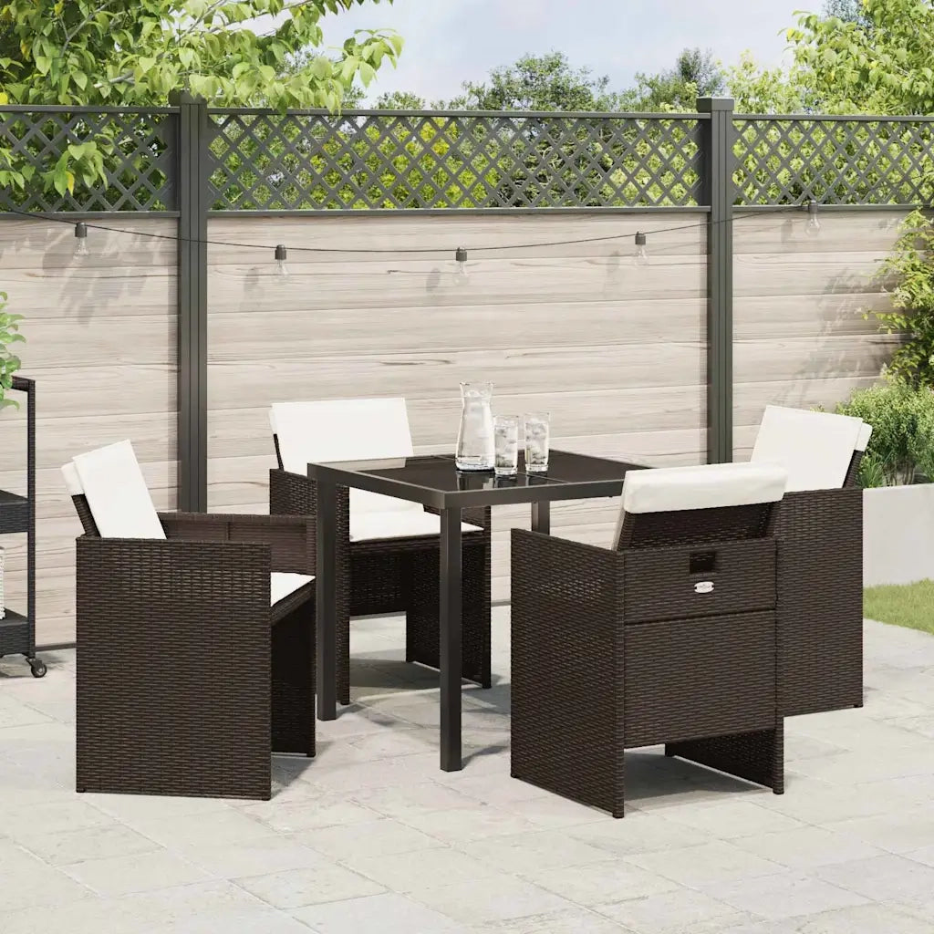 Set da Pranzo per Giardino con cuscino 5 pcs Marrone polyrattan 3379952