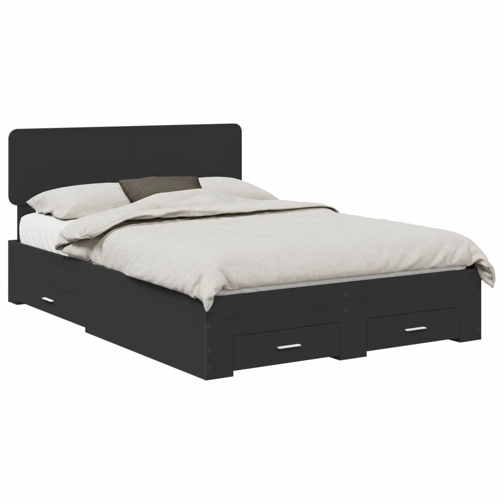 Struttura del letto Nero 140 x 190 cm Legno multistrato