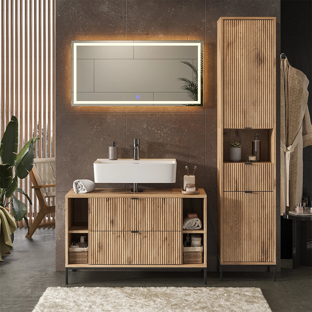 Vicco Set di mobili da bagno Quercia vichinga 3 parti