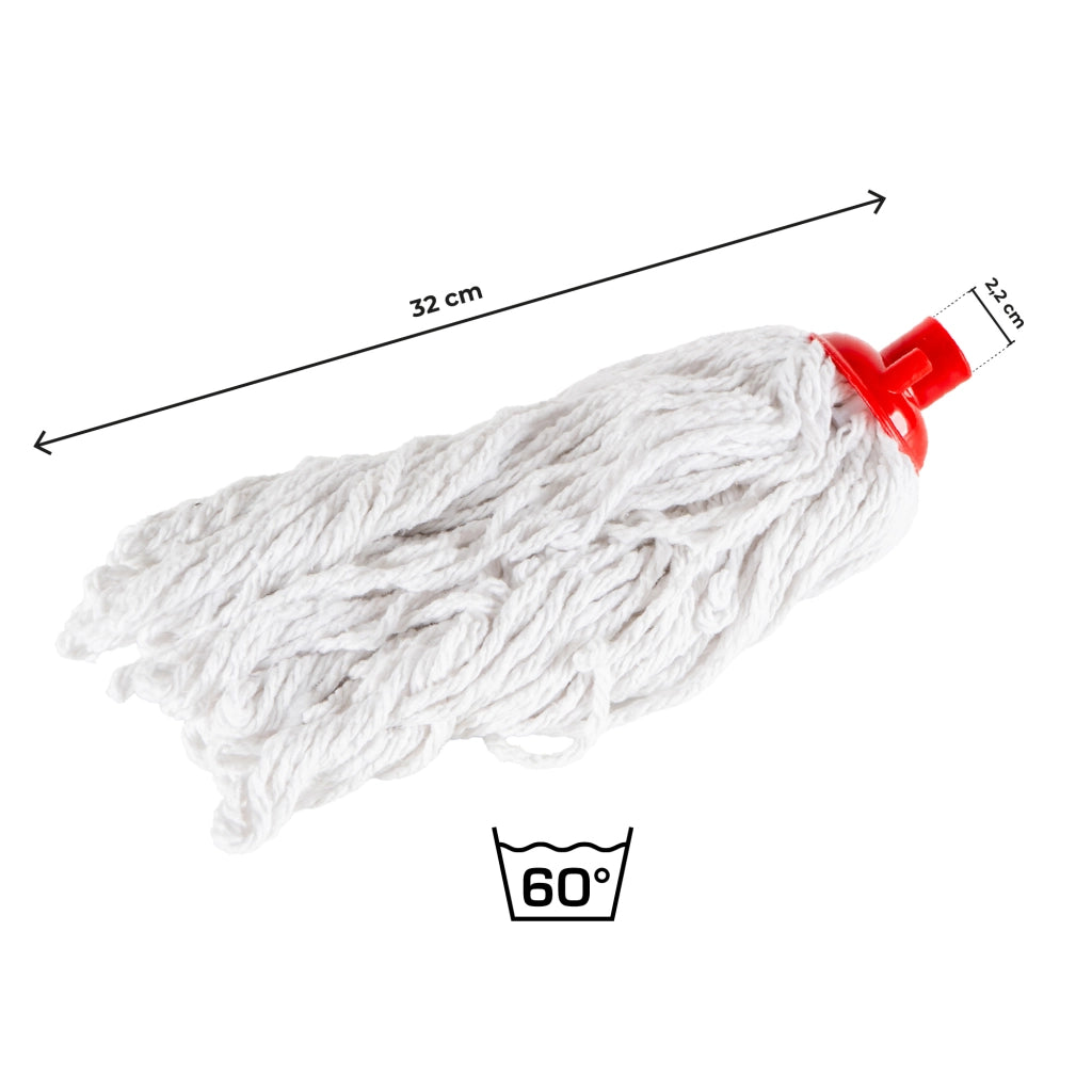 Set 3 Ricambi Mocio Universali 300 g in Cotone Candido a Filo Continuo – Prodotto Italiano, Testina Ricambio Super Assorbente, Attacco Universale, Lavabile fino a 60°C