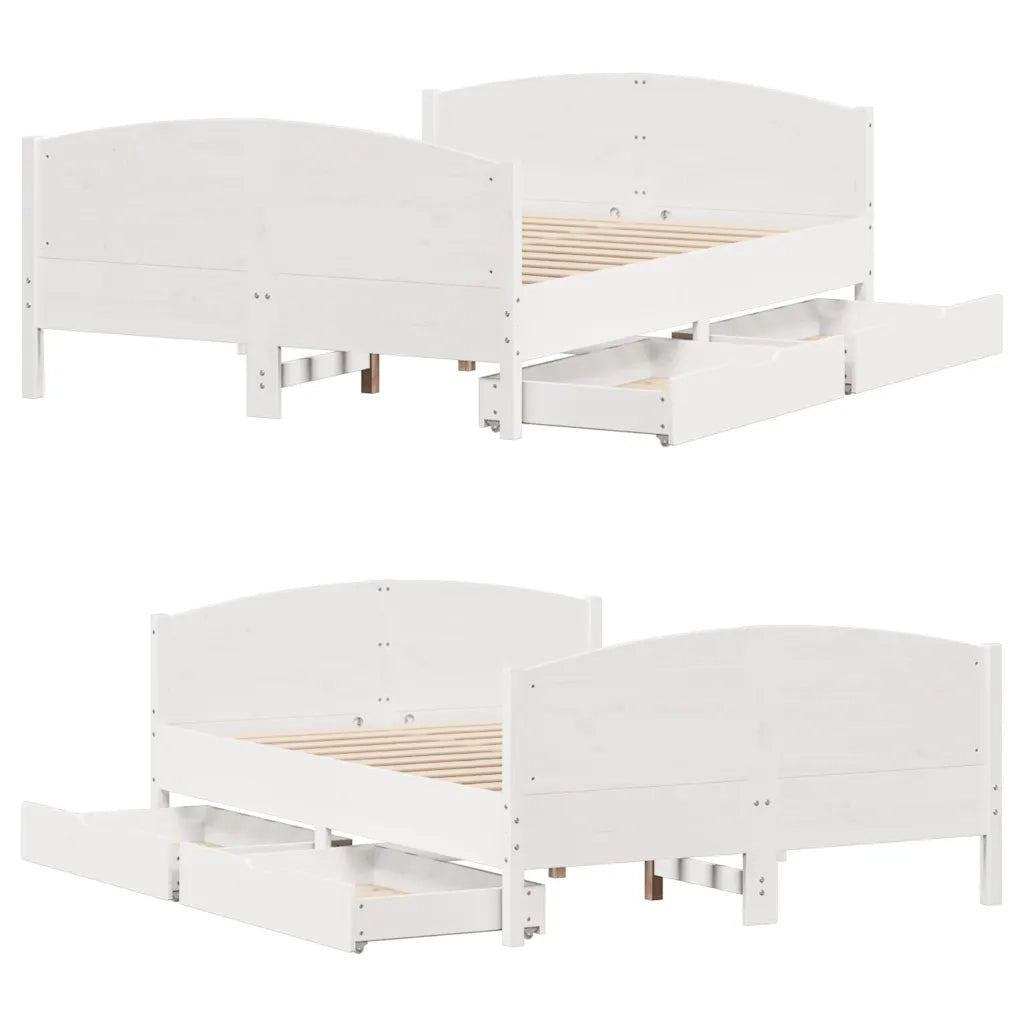 Letto senza Materasso Bianco 120x200 cm Legno Massello di Pino 3301792