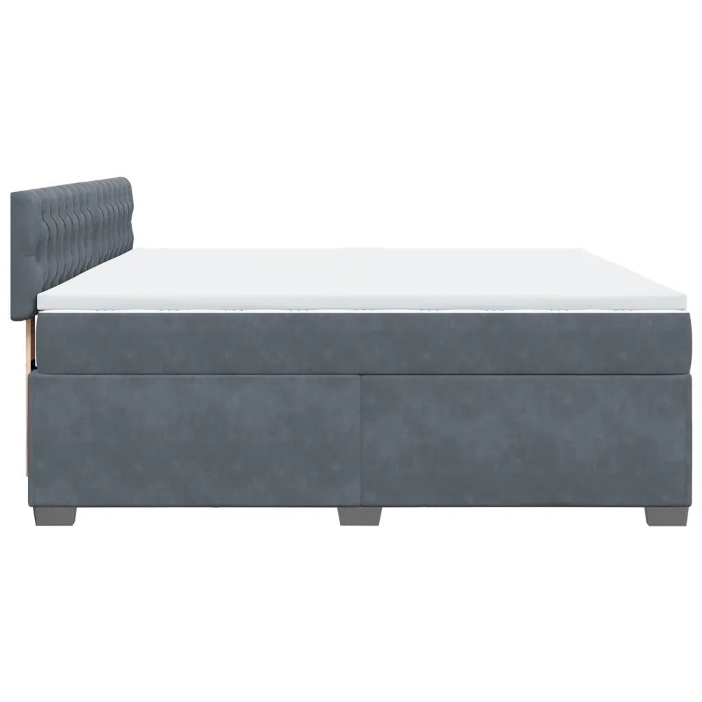 Giroletto a Molle con Materasso Grigio Scuro 180x200 cm Velluto