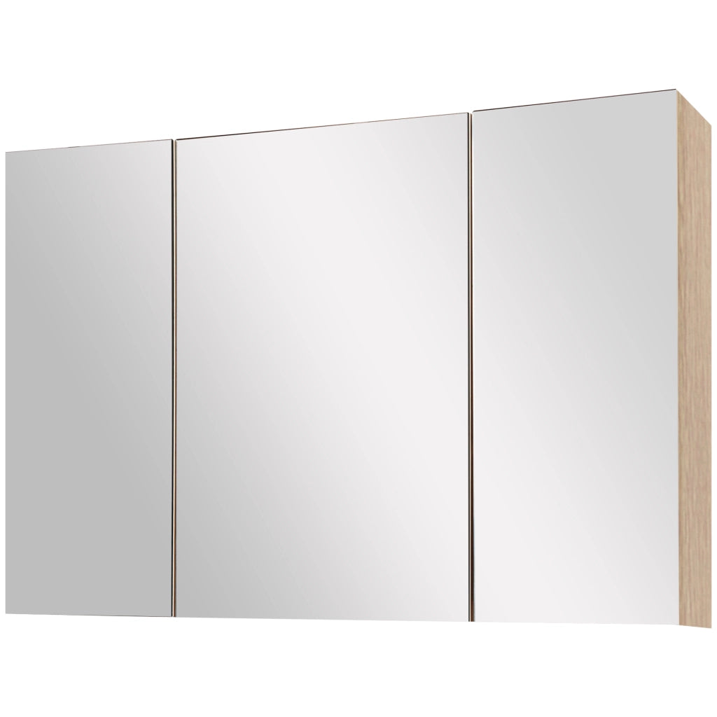 Specchio Contenitore Bagno 3 Ante ¨C Xylo ¨C Legno Bianco Rovere con Ripiani Regolabili 90x60 cm