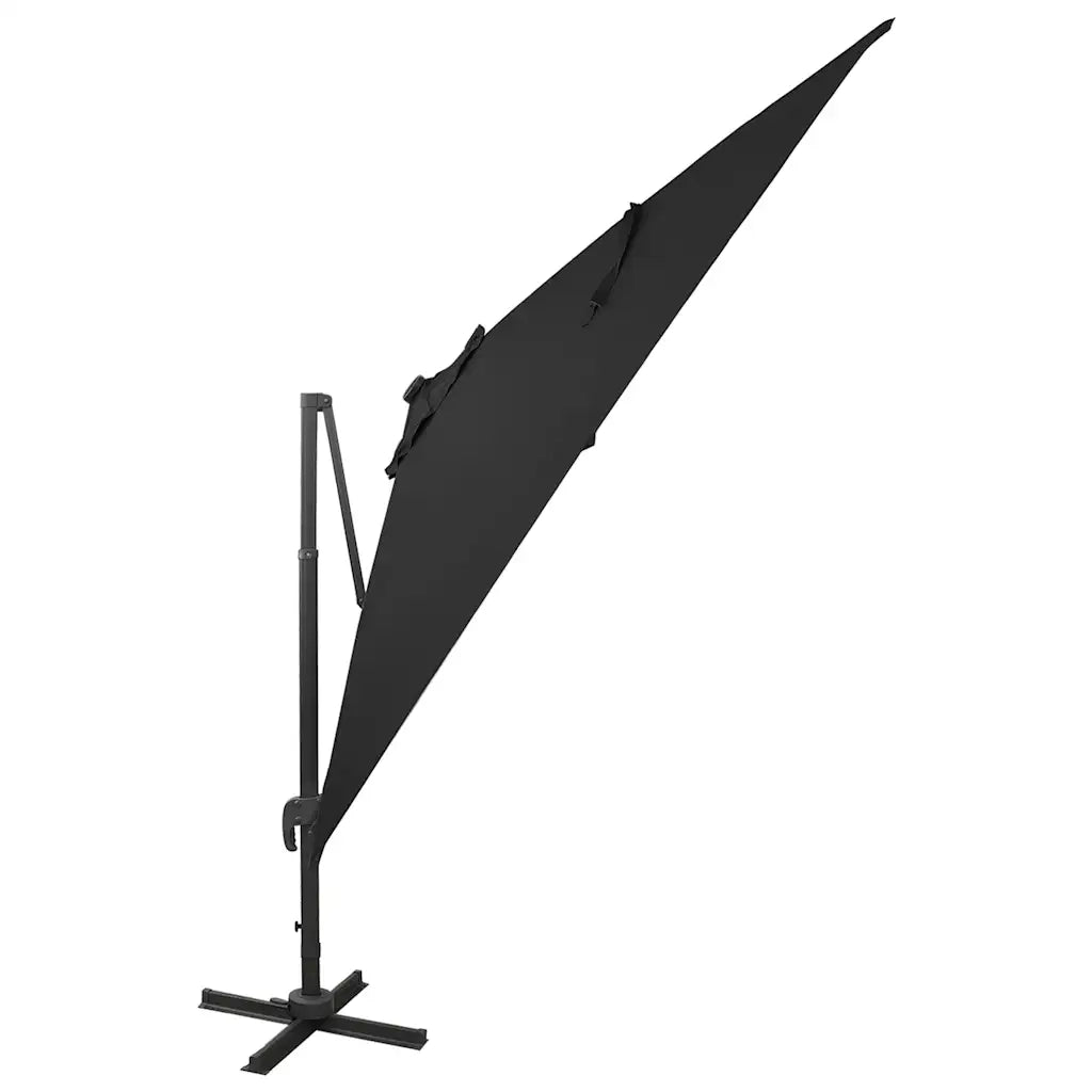 Ombrellone a Sbalzo con Palo e Luci a LED Nero 300 cm 312348