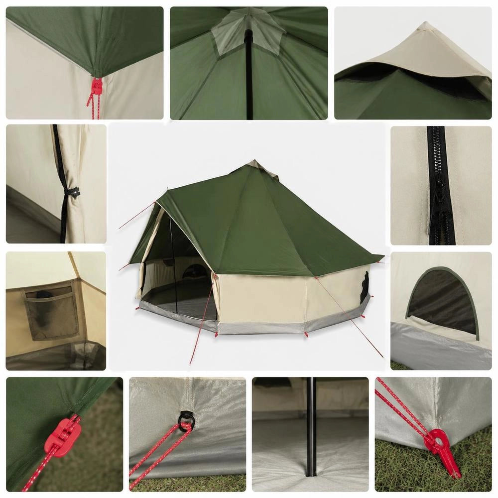 Teepee Family Tent For 6 People, Green, Waterproof