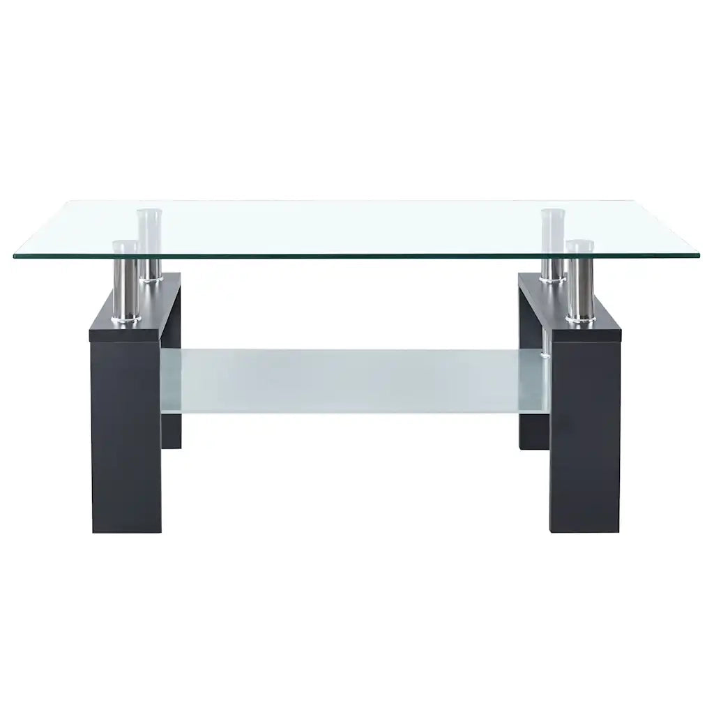 Tavolino Salotto Grigio Trasparente 95x55x40 cm Vetro Temperato