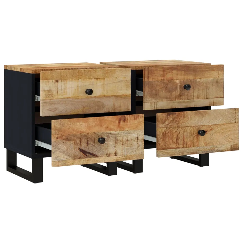 Comodini 2pz 40x33x46 cm in Legno Massello di Mango 345215